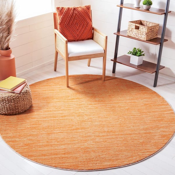 Vision 3 ft. x 3 ft. Round Orange Solid Marle Area Rug