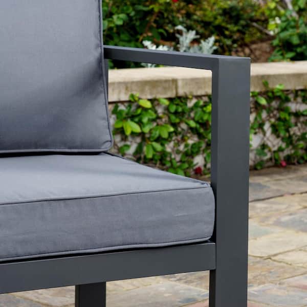 Stationary Aluminum Outdoor Lounge Chair with CushionGuard Plus Charcoal Cushion (2-Pack)