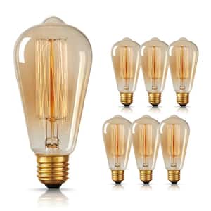 60-Watt Equivalent Vintage ST64 Dimmable E26 Base Incandescent Edison Light Bulb 2700K (6-Pack)