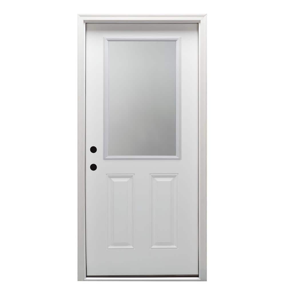 32 in. x 80 in. Right-Hand Inswing 1/2-Lite Clear 2-Panel Classic Primed Fiberglass Smooth Prehung Front Door price history on PriceWatchPro
