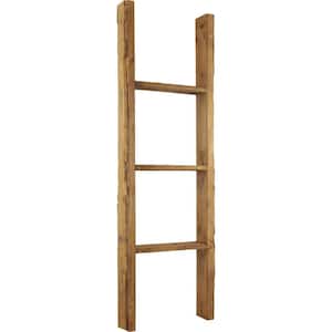 15 in. x 48 in. x 3 1/2 in. Barnwood Decor Collection Weathered Brown Vintage Farmhouse 3-Rung Ladder