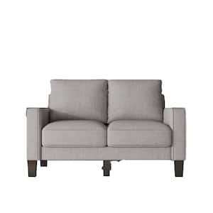 53 in. Light Gray Polyester 2-Seater Loveseat with Solid Wood Leg