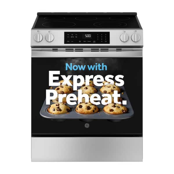 GE 30 in. 5 Element Slide-In Electric Range in Stainless Steel with Crisp Mode