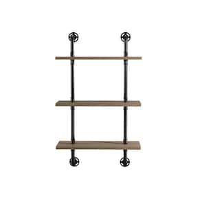 Jaxon 9 in. x 24 in. x 40 in. Sand Black and Light Pure Copper Wood Floating Decorative Wall Shelf with Brackets
