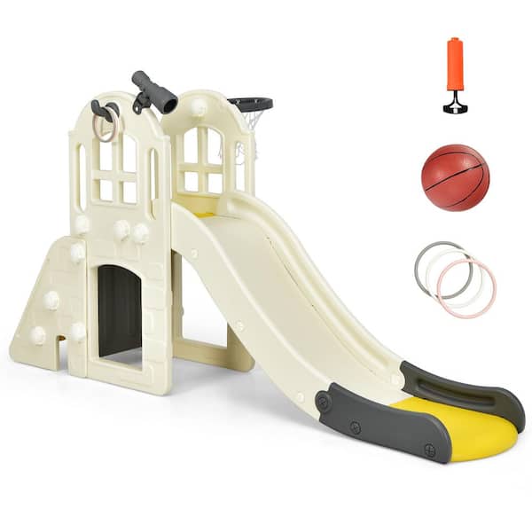 Costway 6-In-1 Large Yellow 6.25 ft. Slide for Kids Toddler