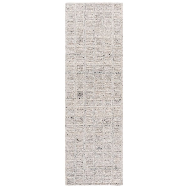 Pine 2 ft. x 8 ft. Gray Distressed Grid Runner Rug