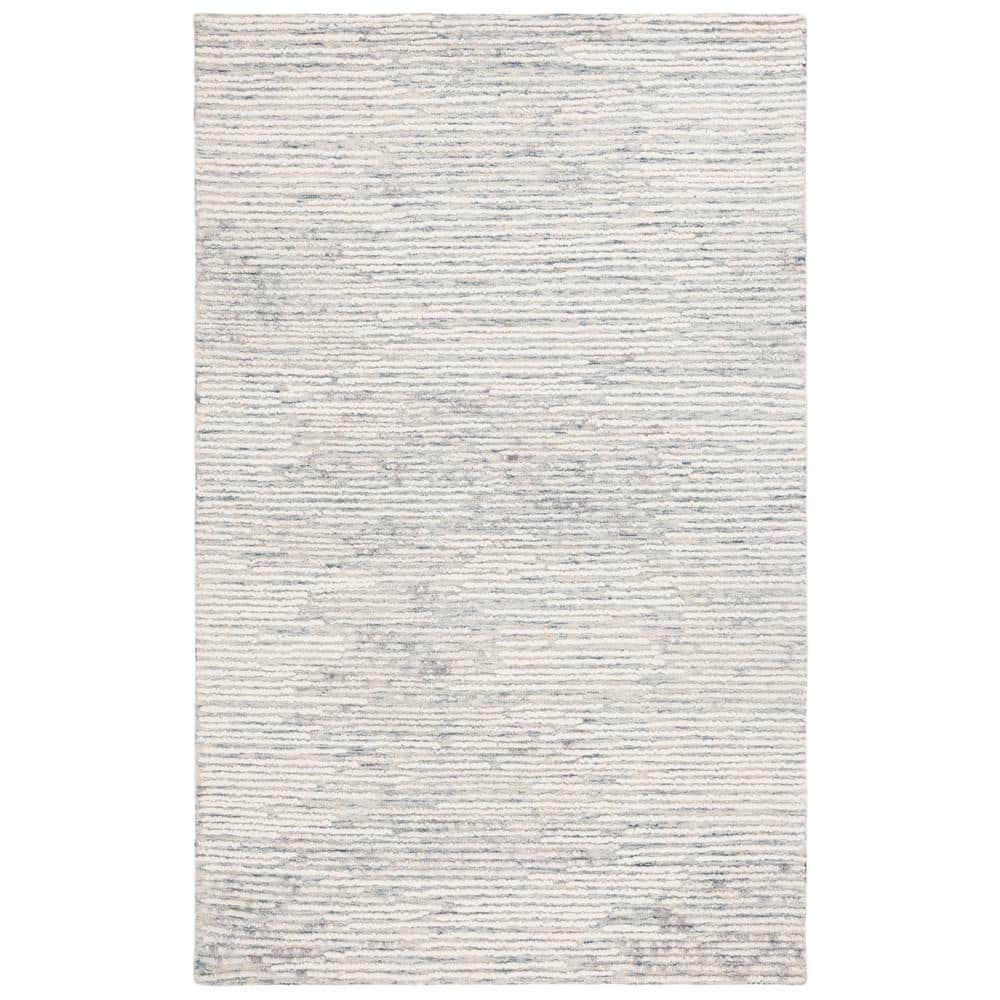 Handmade Blue Abstract Wool 8' x 10' Area Rug