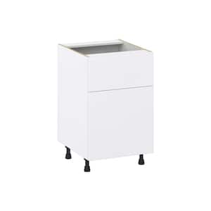 Fairhope Bright White Slab Assembled Base Kitchen Cabinet with 10 in. Drawer (21 in. W X 34.5 in. H X 24 in. D)