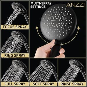 Downpour 5-Spray Patterns with 9.5 in. Wall Mount Rainfall Dual Shower Head in Matte Black