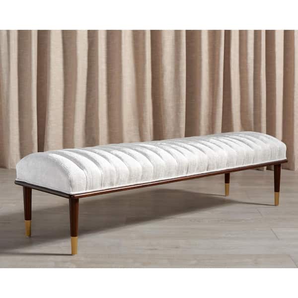 Flannery Ivory/Dark Brown Entryway Bench 62.99 in.
