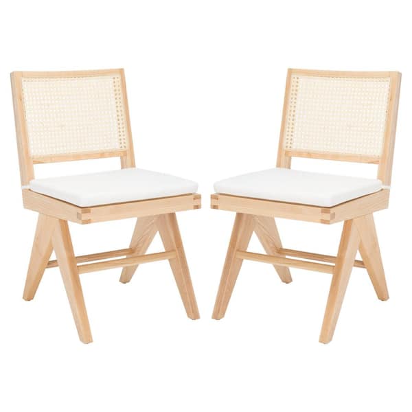 SAFAVIEH Colette Natural 17.7 in. Rattan Dining Chair Set of 2