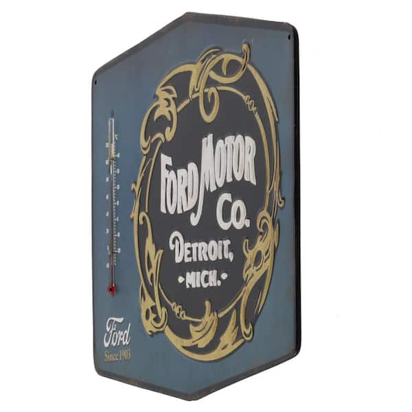 Motor Co. Die Cut Embossed Tin Thermometer Decorative Sign