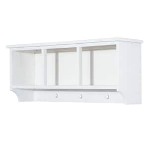 Home Decorators Collection 9.2 in. H x 40 in. W x 8.7 in. D White Wood  Floating Decorative Cubby Wall Shelf with Hooks and Baskets SK19434AR1-W -  The Home Depot