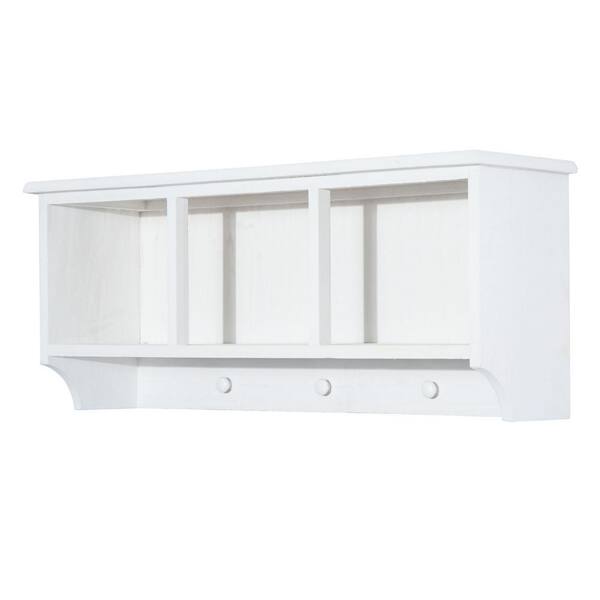 HOMCOM 8.7 in. D x 9.3 in. W x 13 in. H White Wood Floating Decorative Cubby Wall Shelf