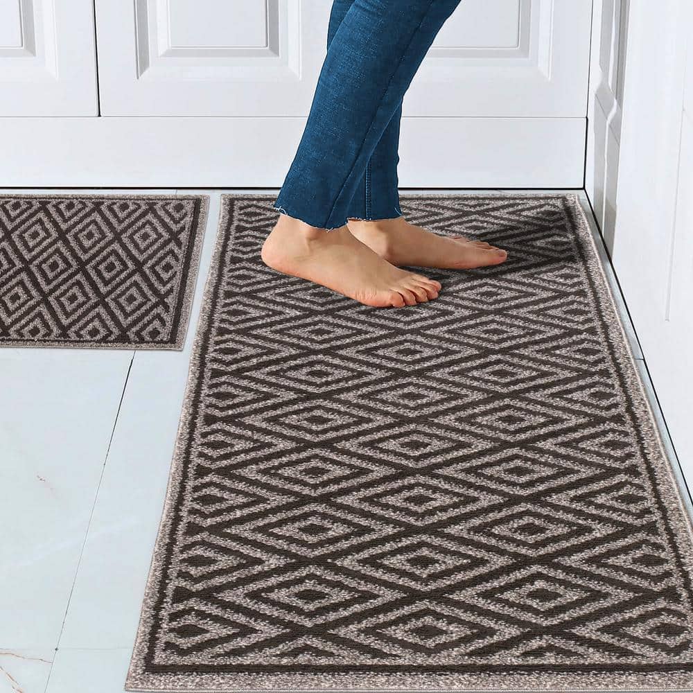 Sofihas Diamond Shag Stair Treads Indoor Carpet Treads for Steps - 31x31 Landing Mat - Grey/White