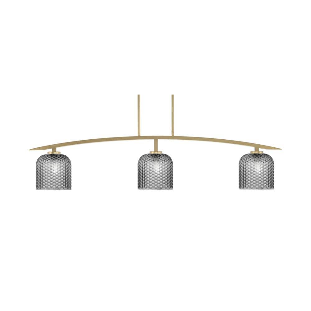 Siena 3-Light New Age Brass Billiard Light with 7 in. Smoke Textured Glass 