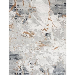 Bliss by N Natori Gray Floral Neutrals 2 ft. 6 in. x 10 ft. Area Rug