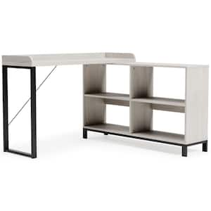 Bayflynn 47.25 in. L-Shaped White/Black Engineered Wood Home Office Desk with Shelves