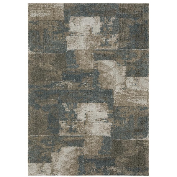 AVERLEY HOME Apex Blue Doormat 3 ft. x 5 ft. Distressed Geometric Abstract Polyester Indoor Area Rug