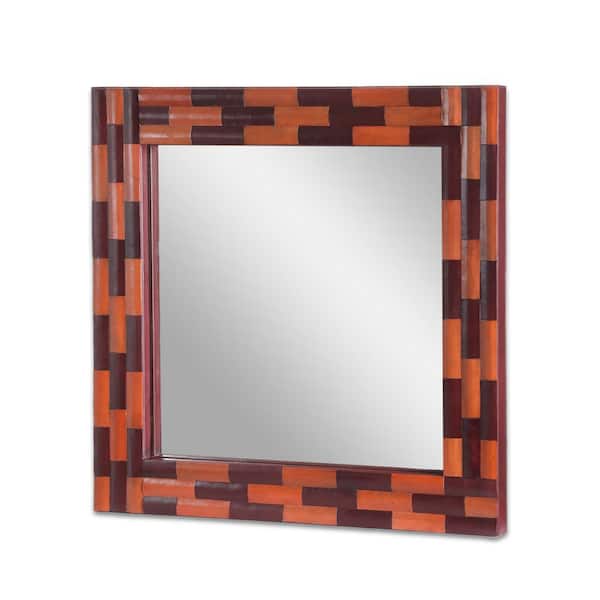 Noble House Hortense 23.5 in. x 23.5 in. Bohemian Square Framed Tan Antiqued Decorative Mirror