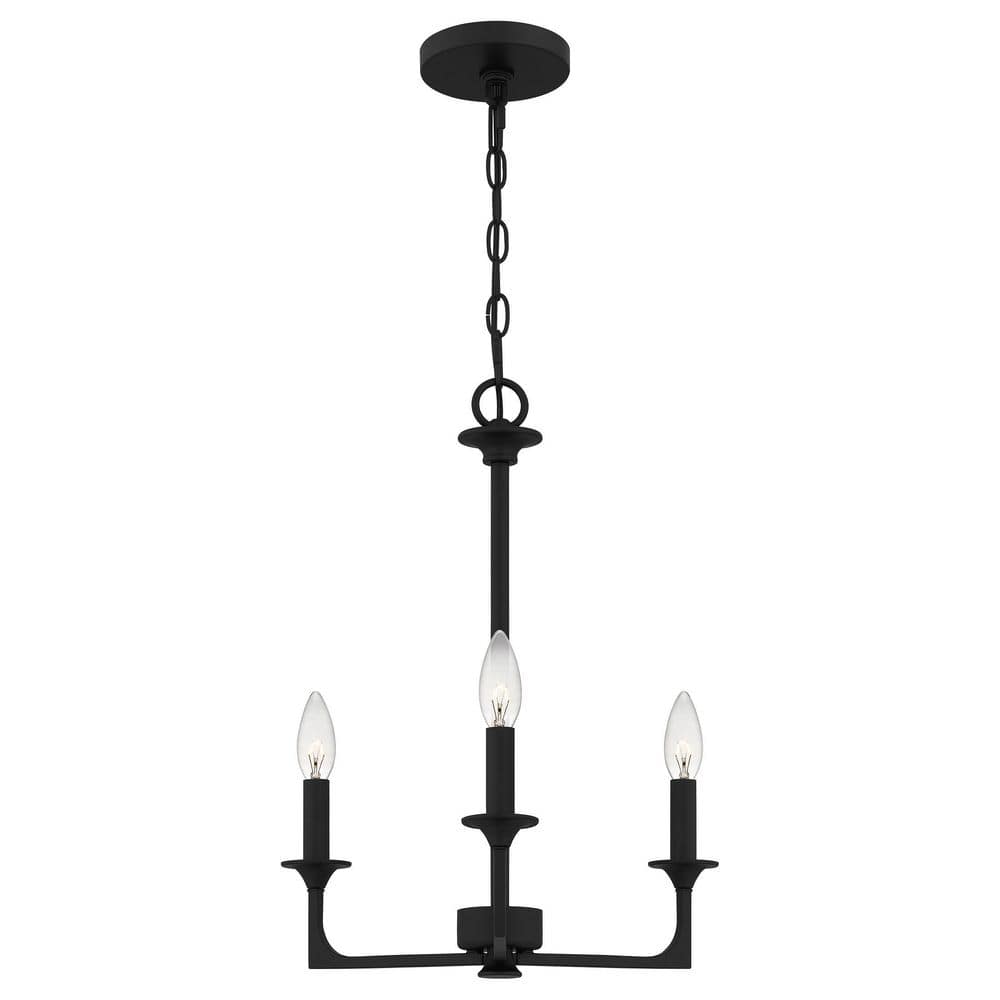 Quoizel Prescott 3Light Matte Black Candlestick Chandelier PRC5016MBK