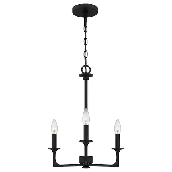 Prescott 3-Light Matte Black Candlestick Chandelier