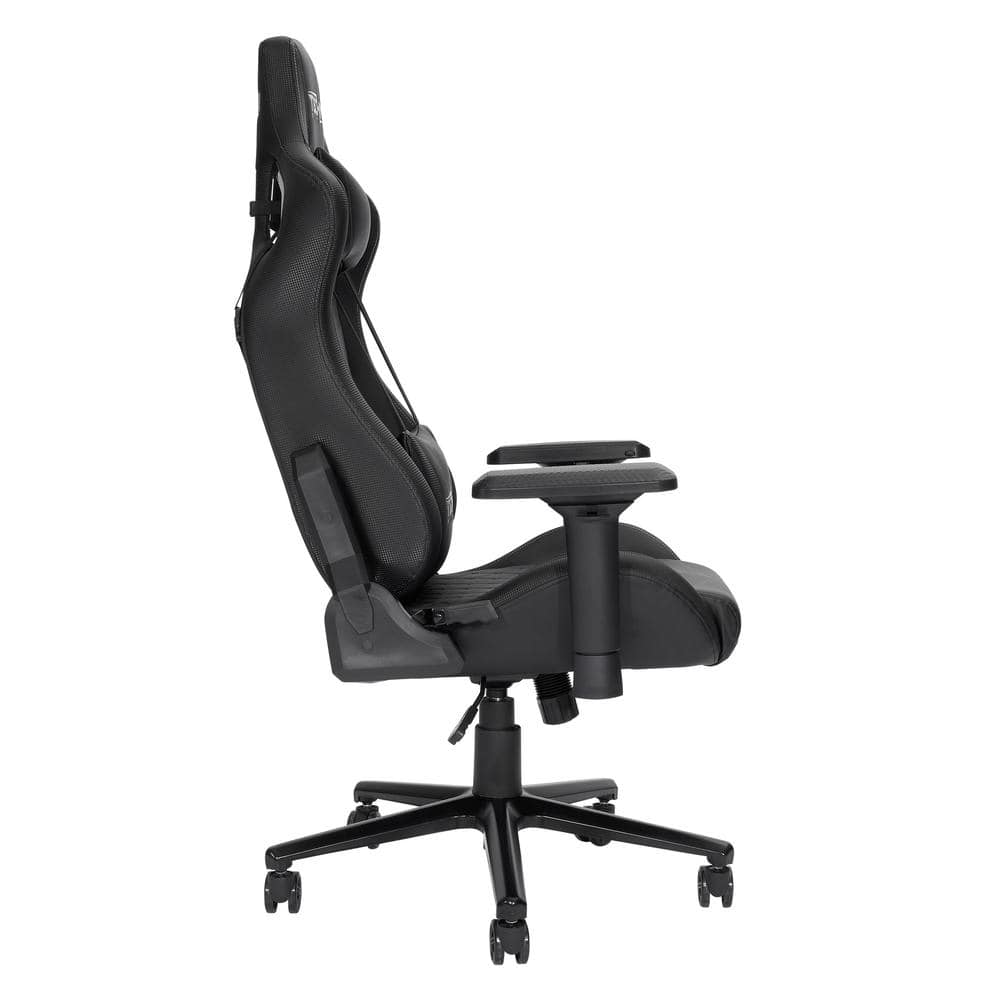Black Ergonomic Steel Gaming Chair with Adjustable Armrests