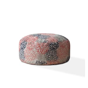 Orange Coral 100% Polyester Round Pouf 20 in. x 24 in. x 24 in. Ottoman
