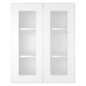 24 in. W X 12 in. D X 30 in. H in Shaker White Plywood Ready to Assemble Wall Kitchen Cabinet with 2-Doors 3-Shelves