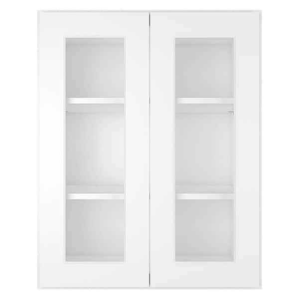 HOMEIBRO 24 in. W X 12 in. D X 30 in. H in Shaker White Plywood Ready to Assemble Wall Kitchen Cabinet with 2-Doors 3-Shelves