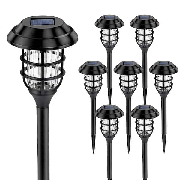 8 Pack Solar Outdoor Pathway Garden Lights, Waterproof Solar Powered Landscape Lighting, Cold White for Driveway