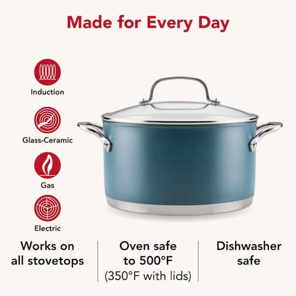 KitchenAid 11-Piece Color-Finished Stainless Steel 3-Ply Base Agave Cookware Set