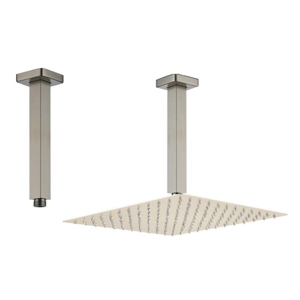 7.88 in. Stainless Steel Celling Mounted Square Shower Arm with Flange in Nickel