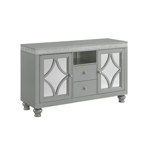 Lavigne Silver TV Stand Entertainment Center with Drawers