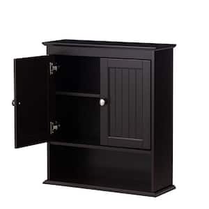 21.5 in. W x 7.48 in. D x 24 in. H Espresso Bathroom Cabinet with Doors Wall Cabinet