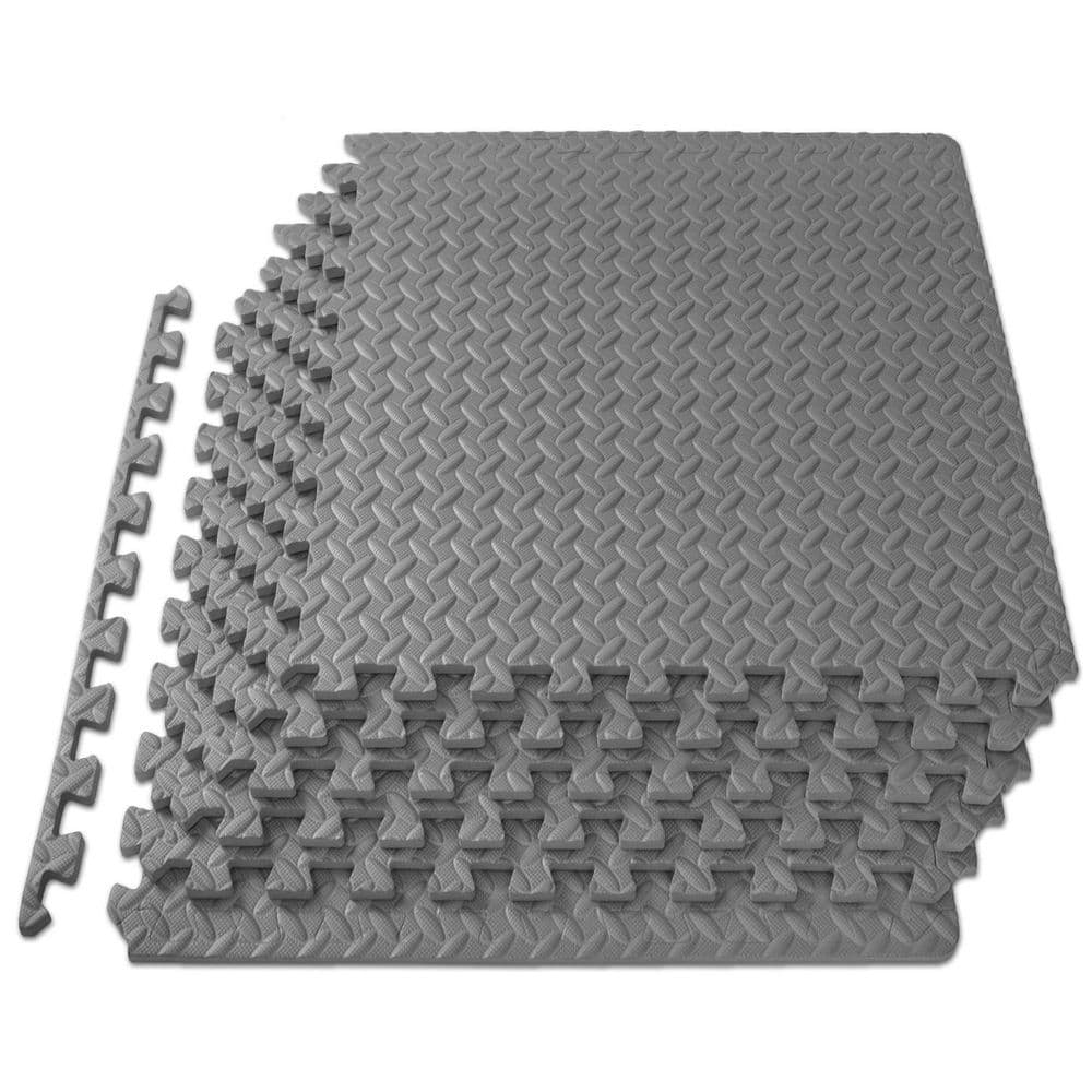 Gray 24 in. W x 24 in. L x 0.5 in. T EVA Interlocking Foam Gym Flooring Mat