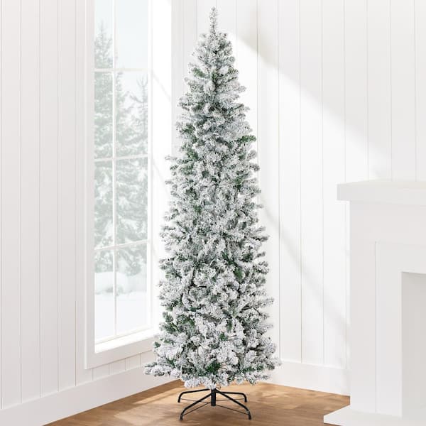 Best Choice Products 9 ft. Unlit Flocked Pencil Artificial Christmas Tree