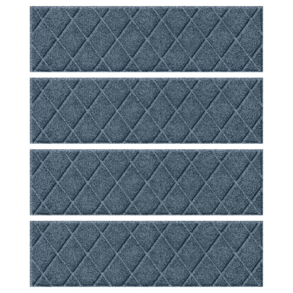Waterhog Argyle Bluestone 8.5 in. x 30 in. PET Polyester Indoor Outdoor Sta