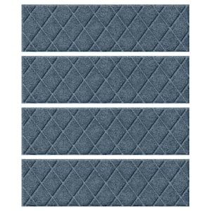 Waterhog Argyle Bluestone 8.5 in. x 30 in. PET Polyester Indoor Outdoor Stair Tread Cover (Set of 4)