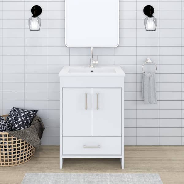 VOLPA USA AMERICAN CRAFTED VANITIES Rio 24 in. W x 19 in D Bath Vanity in White with Acrylic Vanity Top in White with White Basin