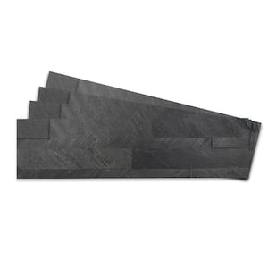 12-Sheets Dark Gray 24 in. x 6 in. Peel, Stick Self-Adhesive Decorative 3D Stone Tile Backsplash [11.6 sq. ft./pack]