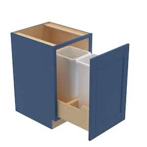 Washington 18 W in. 24 D in. 34.5 in. H Vessel Blue Plywood Shaker Assembled Trash Can Kitchen Cabinet with 2-Can FH