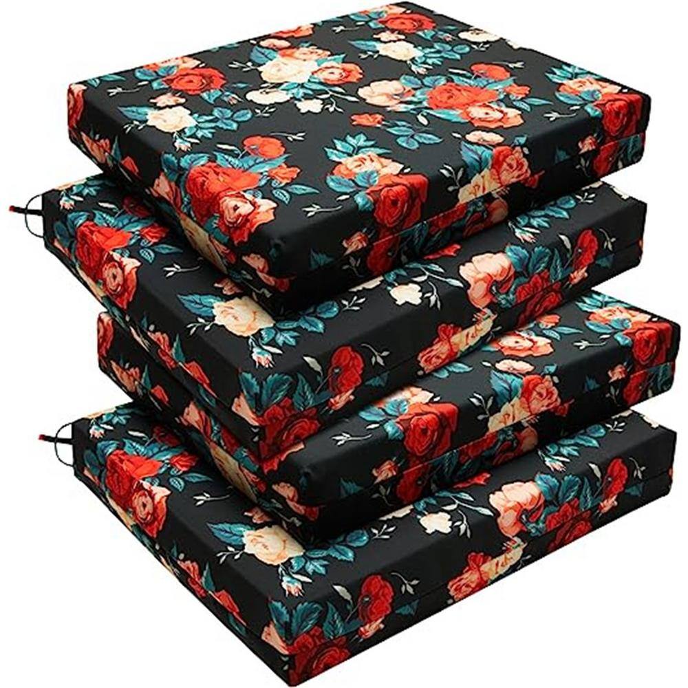 Outdoor Chair Cushions, Waterproof Square Corner Memory Foam Seat Cushions 