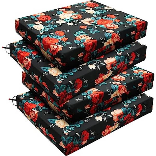 Unbranded Outdoor Chair Cushions, Waterproof Square Corner Memory Foam Seat Cushions with Ties, Throw Pillow