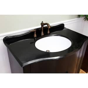 Palais 36 in. W x 22 in. D x 36 in. H Single Sink Vanity in Black with Black Granite Top