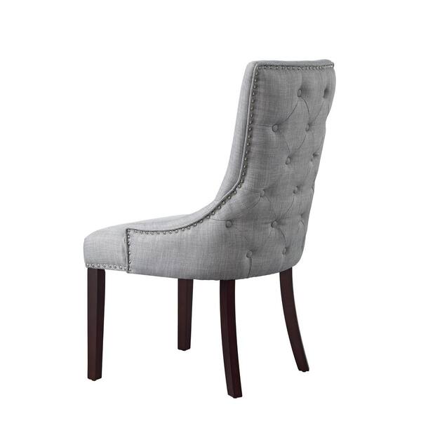 Dining Chairs Home Scoop Back Dining Chair in Grey Linen with Chrome