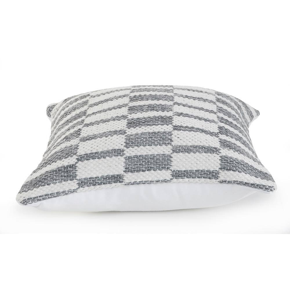 Grayscale Checkered Cotton 18" Square Throw Pillow