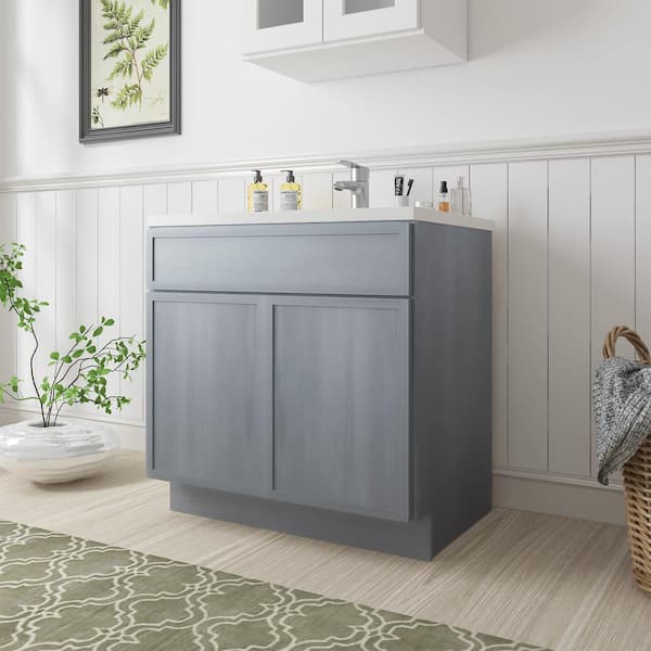Vanity Art 36 in. W. x 21 in. D x 32.5 in. H 2-Doors Bath Vanity Cabinet without Top in Smoky Gray