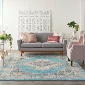 Passion Light Blue 8 ft. x 10 ft. Persian Modern Transitional Area Rug