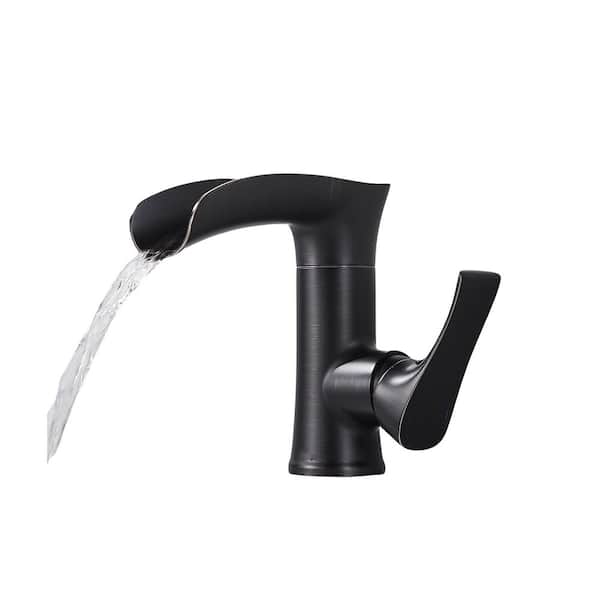 FURUISI Single Handle Single Hole Bathroom Faucet with PEX supply line in Oil-Rubbed Bronze